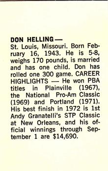 1973 PBA Bowling #NNO Don Helling Back